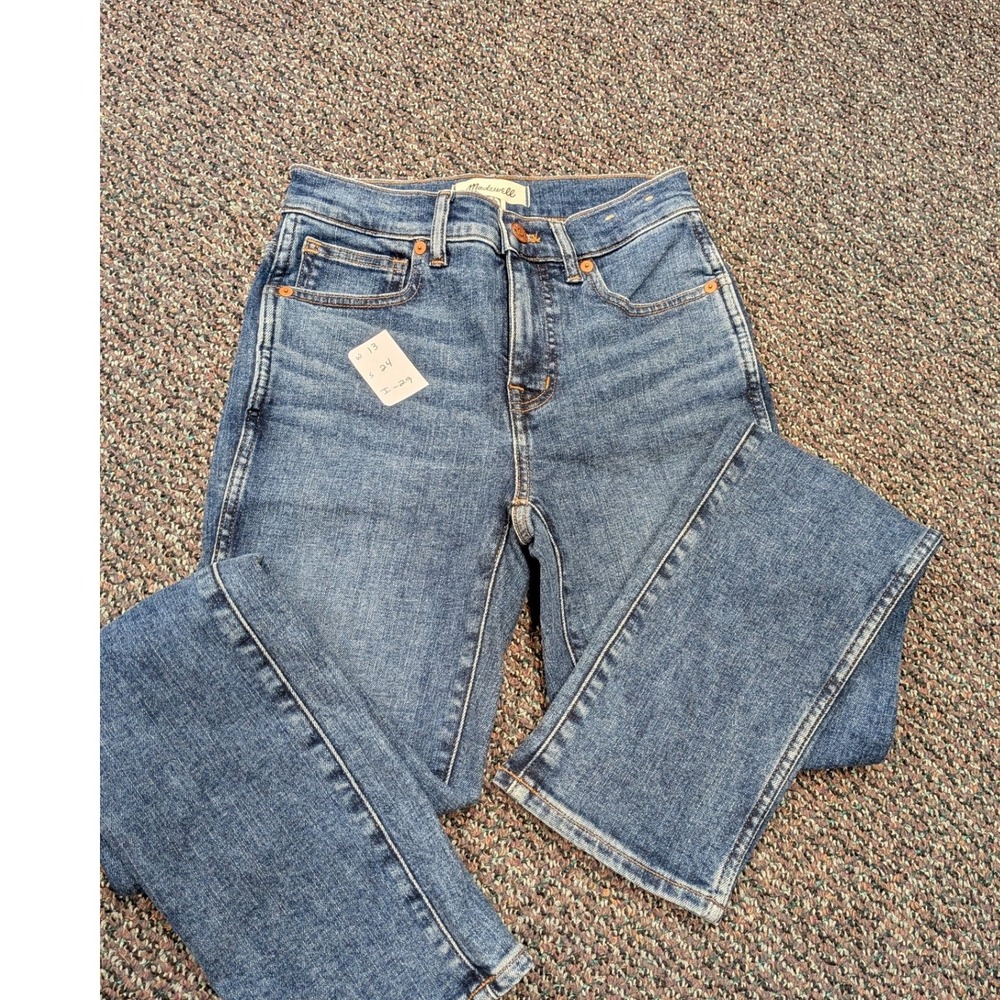 Madewell Mid-Rise Stovepipe Jeans Blue Medium Wash Straight Leg Size 24